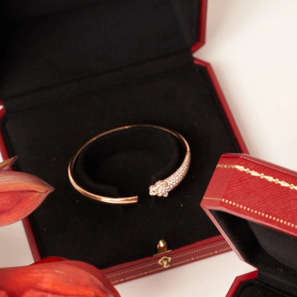 [Amore Jewels]PANTHERE ROSE GOLD DIAMOND OPEN BRACELET