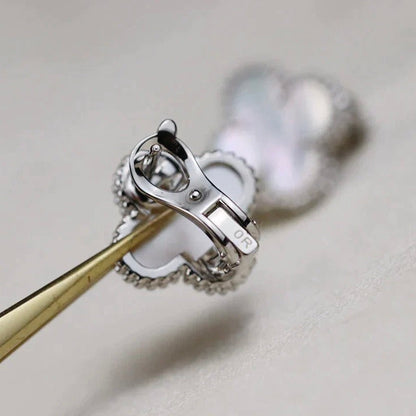 [Amore Jewels]CLOVER MEDIUM 1 MOTIFS  WHITE MOP EARRINGS SILVER