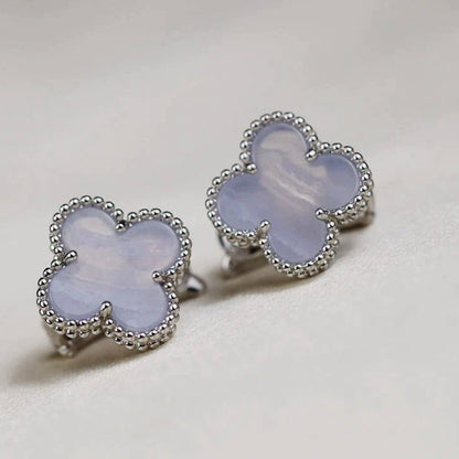 [Amore Jewels]CLOVER MEDIUM 1 MOTIFS  WHITE MOP EARRINGS SILVER