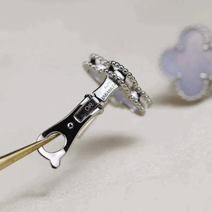 [Amore Jewels]CLOVER MEDIUM 1 MOTIFS  WHITE MOP EARRINGS SILVER