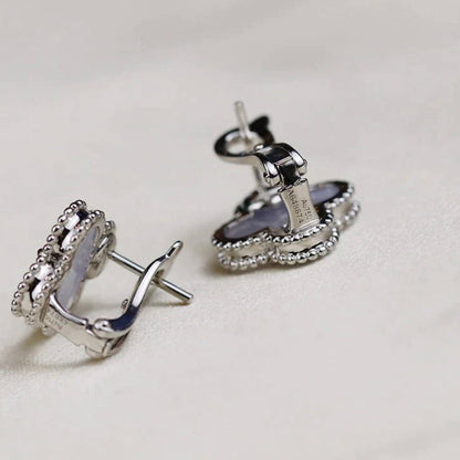 [Amore Jewels]CLOVER MEDIUM 1 MOTIFS  WHITE MOP EARRINGS SILVER