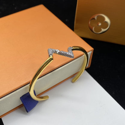 [Amore Jewels]VOLTE UPSITE DOWN DIAMOND GOLD OPEN BRACELET