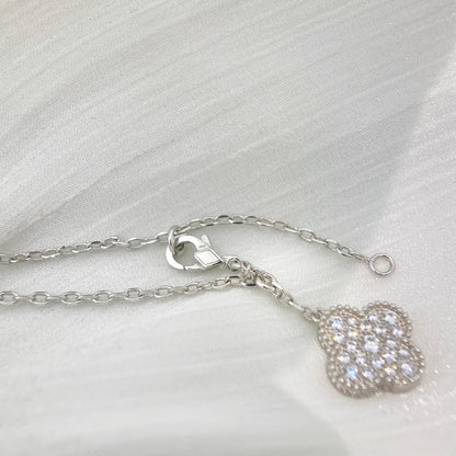 [Amore Jewels]CLOVER 5 MOTIFS SILVER DIAMONDS NECKLACE