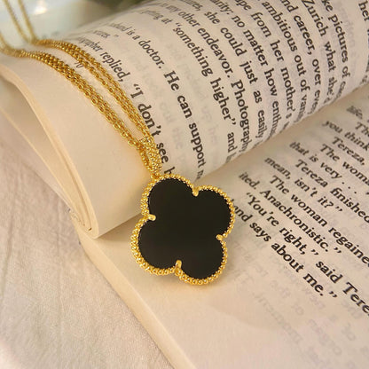 [Amore Jewels]CLOVER 25MM NECKLACE GOLD ONYX