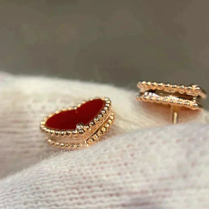 [Amore Jewels]HEART CARNELIAN STUD EARRINGS