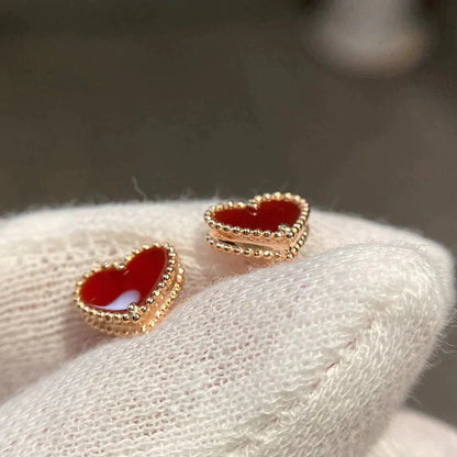 [Amore Jewels]HEART CARNELIAN STUD EARRINGS