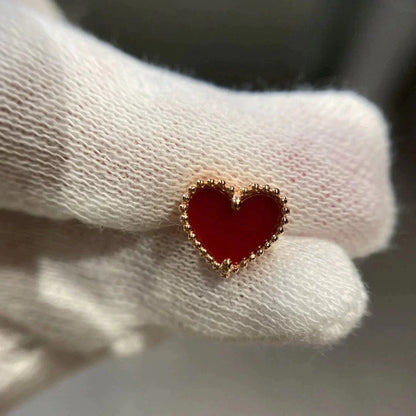 [Amore Jewels]HEART CARNELIAN STUD EARRINGS