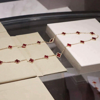 [Amore Jewels]CLOVER 20 MOTIFS CARNELIAN NECKLACE