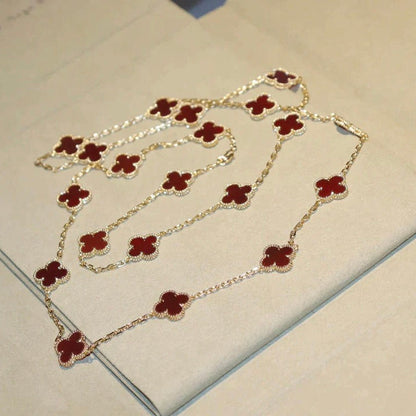 [Amore Jewels]CLOVER 20 MOTIFS CARNELIAN NECKLACE