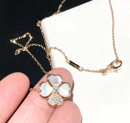 [Amore Jewels]CLOVER MOP DIAMOND ROSE GOLD NECKLACE