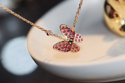 [Amore Jewels]BUTTERFLY RED DIAMOND ROSE GOLD NECKLACE