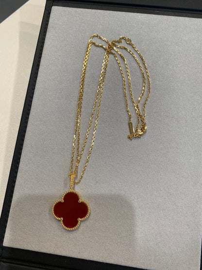 [Amore Jewels]CLOVER 25MM NECKLACE GOLD CARNELIAN