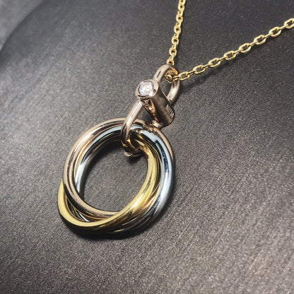 [Amore Jewels]TRINITY SILVER GOLD PINK GOLD NECKLACE