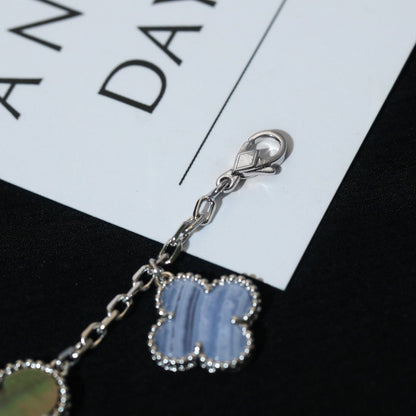 [Amore Jewels]CLOVER BRACELET 5 MOTIFS MOP CHALCEDONY SILVER