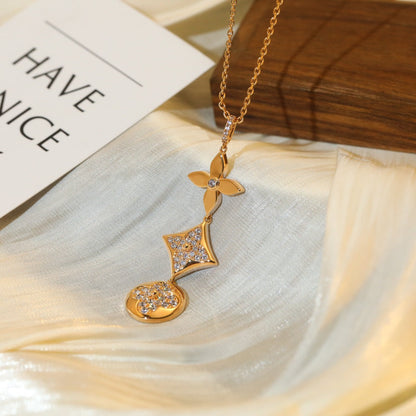 [Amore Jewels]STAR AND SUN DIAMOND PINK GOLD NECKLACE