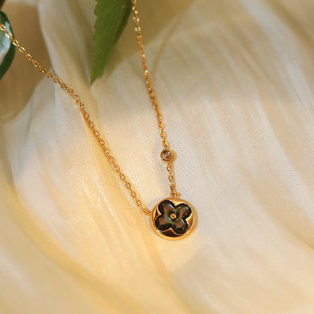 [Amore Jewels]SUN PEDANT PINK GOLD 1 DIAMOND NECKLACE
