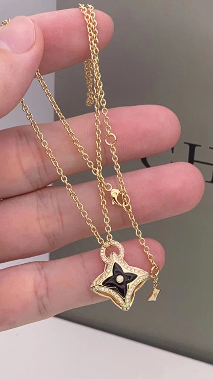 [Amore Jewels]STAR PEDANT PINK GOLD DIAMOND NECKLACE