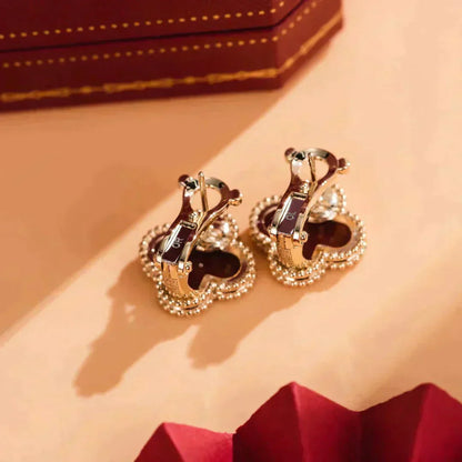 [Amore Jewels]CLOVER MEDIUM 1 MOTIFS CARNELIAN  EARRINGS