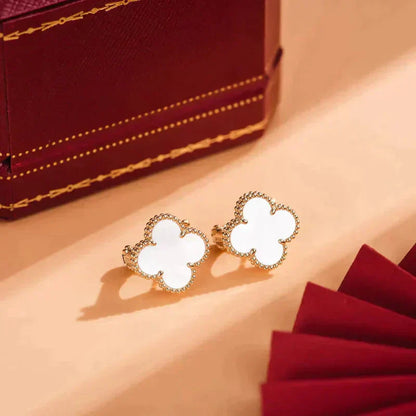 [Amore Jewels]CLOVER MEDIUM 1 MOTIFS  WHITE MOP STUD EARRINGS