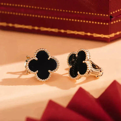 [Amore Jewels]CLOVER MEDIUM 1 MOTIFS  ONYX STUD EARRINGS