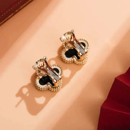 [Amore Jewels]CLOVER MEDIUM 1 MOTIFS  ONYX STUD EARRINGS