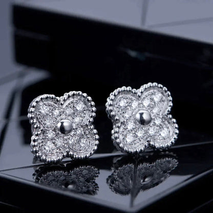 [Amore Jewels]CLOVER 1 MOTIFS DIAMOND STUD EARRINGS SILVER