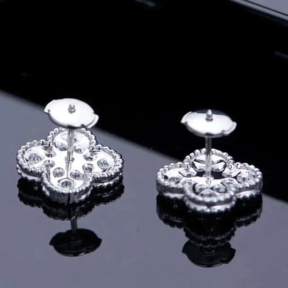 [Amore Jewels]CLOVER 1 MOTIFS DIAMOND STUD EARRINGS SILVER