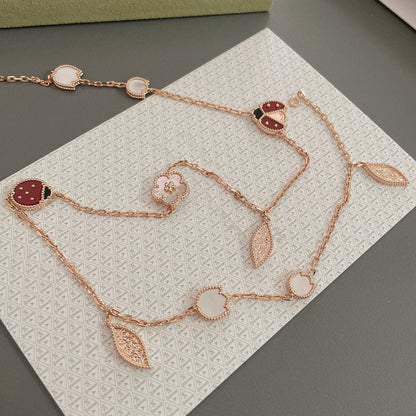 [Amore Jewels]LUCKY SPRING 15 MOTIFS ROSE GOLD NECKLACE