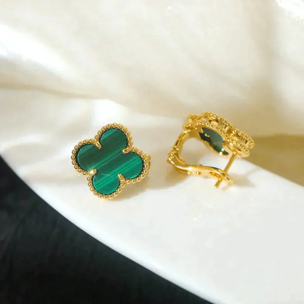 [Amore Jewels]CLOVER MEDIUM 1 MOTIFS MALACHITE  EARRINGS
