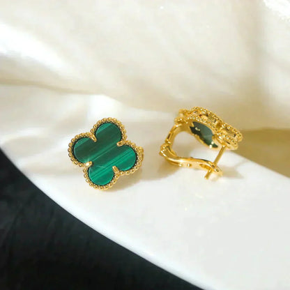 [Amore Jewels]CLOVER MEDIUM 1 MOTIFS MALACHITE  EARRINGS