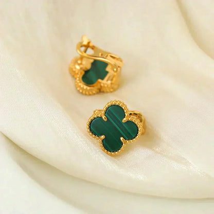 [Amore Jewels]CLOVER MEDIUM 1 MOTIFS MALACHITE  EARRINGS
