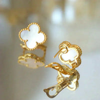 [Amore Jewels]CLOVER MEDIUM 1 MOTIFS  WHITE MOP STUD EARRINGS
