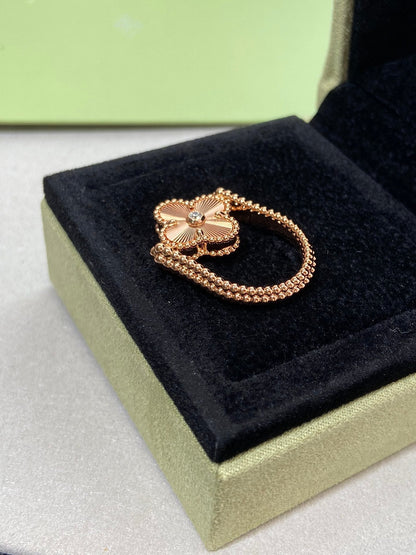 [Amore Jewels]CLOVER RIVERSIBLE PINK GOLD RING
