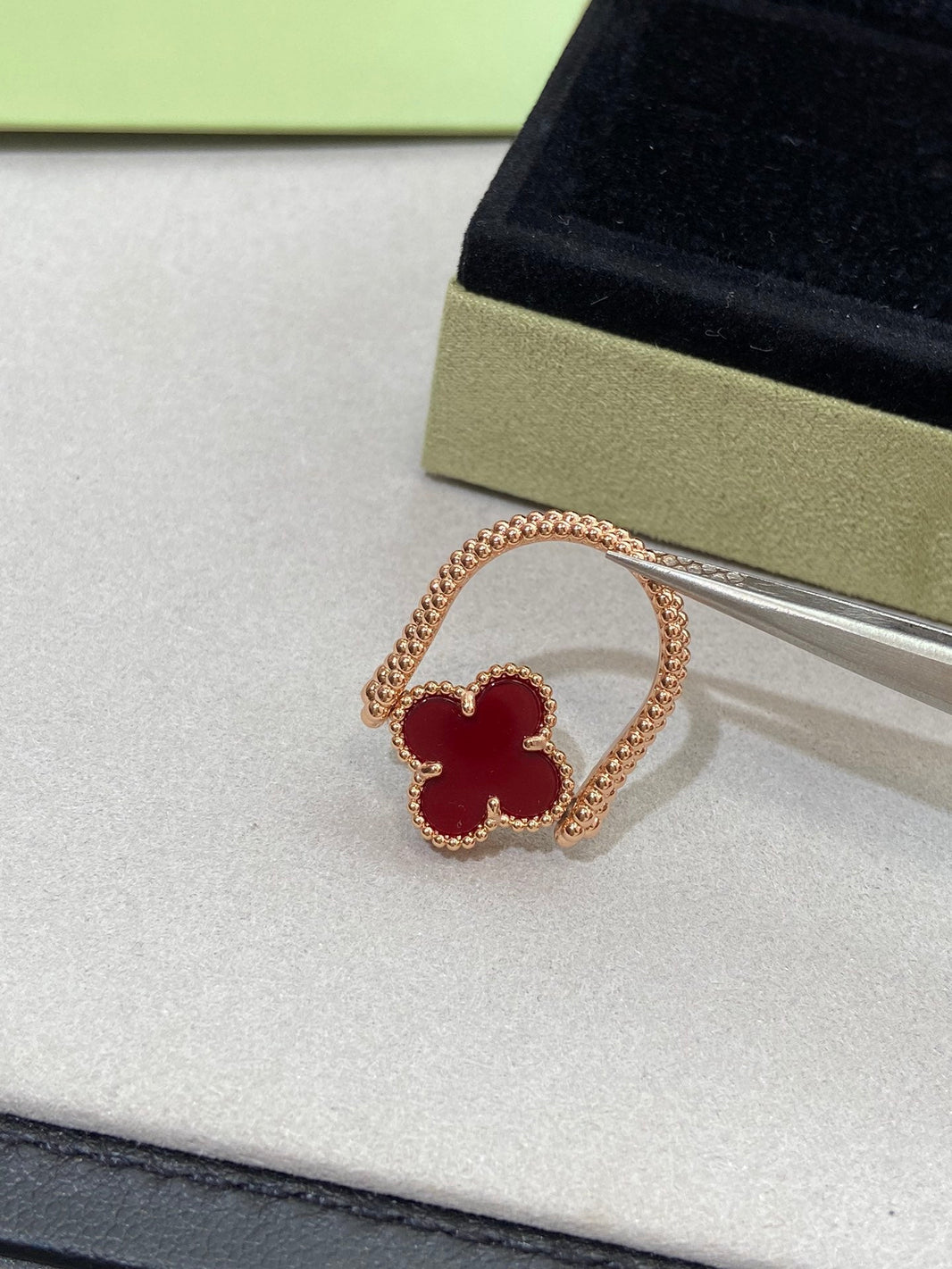 [Amore Jewels]CLOVER RIVERSIBLE ROSE GOLD RING