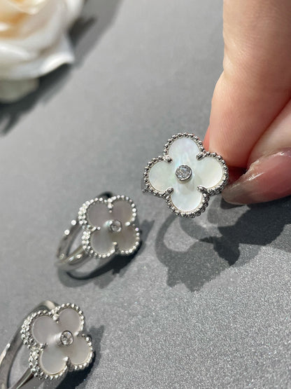 [Amore Jewels]CLOVER SILVER MOP DIAMOND RING