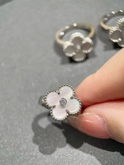 [Amore Jewels]CLOVER SILVER MOP DIAMOND RING