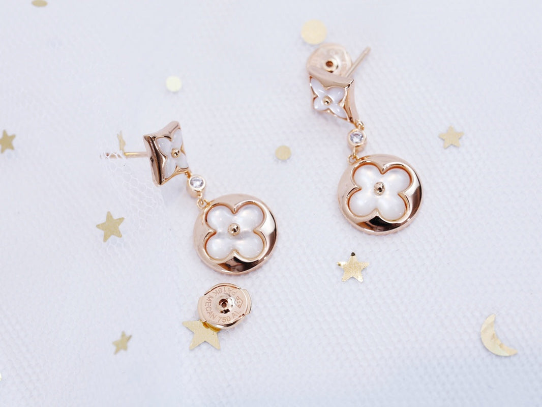 [Amore Jewels]STAR AND SUN PINK GOLD MOP DROP EARRINGS