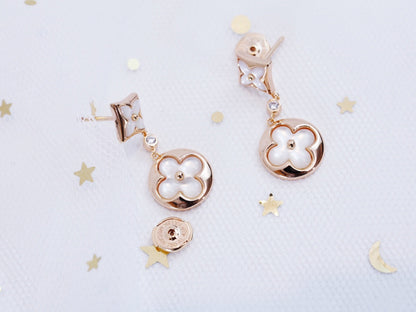 [Amore Jewels]STAR AND SUN PINK GOLD MOP DROP EARRINGS