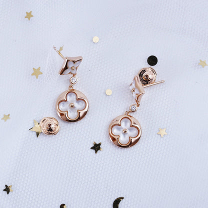 [Amore Jewels]STAR AND SUN PINK GOLD MOP DROP EARRINGS