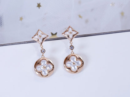 [Amore Jewels]STAR AND SUN PINK GOLD MOP DROP EARRINGS