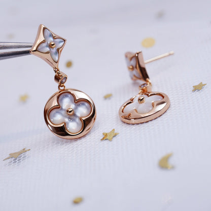 [Amore Jewels]STAR AND SUN PINK GOLD MOP DROP EARRINGS