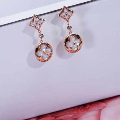 [Amore Jewels]STAR AND SUN PINK GOLD MOP DROP EARRINGS