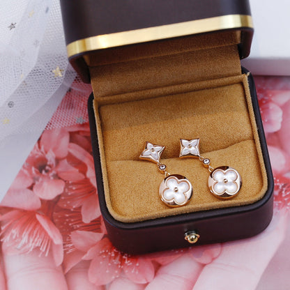 [Amore Jewels]STAR AND SUN PINK GOLD MOP DROP EARRINGS