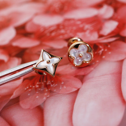 [Amore Jewels]STAR AND SUN PINK GOLD MOP STUD EARRINGS