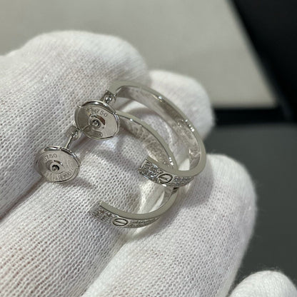 [Amore Jewels]LOVE DIAMOND SILVER HOOP EARRINGS