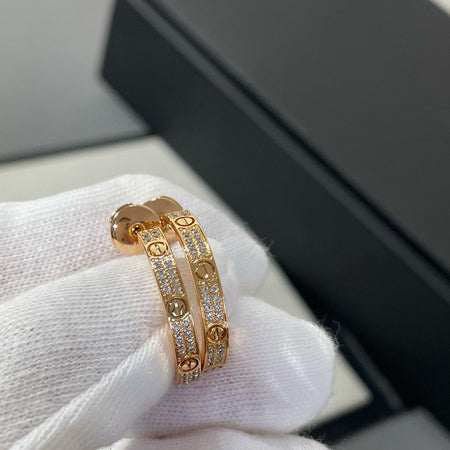 [Amore Jewels]LOVE DIAMOND PINK GOLD HOOP EARRINGS
