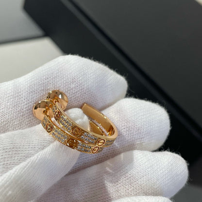 [Amore Jewels]LOVE DIAMOND PINK GOLD HOOP EARRINGS