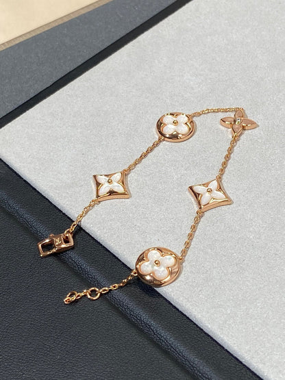 [Amore Jewels]STAR AND SUN 5 MOTIF MOP PINK GOLD BRACELET