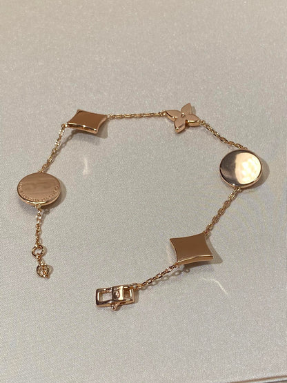 [Amore Jewels]STAR AND SUN 5 MOTIF MOP PINK GOLD BRACELET