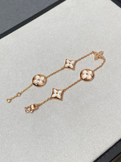 [Amore Jewels]STAR AND SUN 5 MOTIF MOP PINK GOLD BRACELET